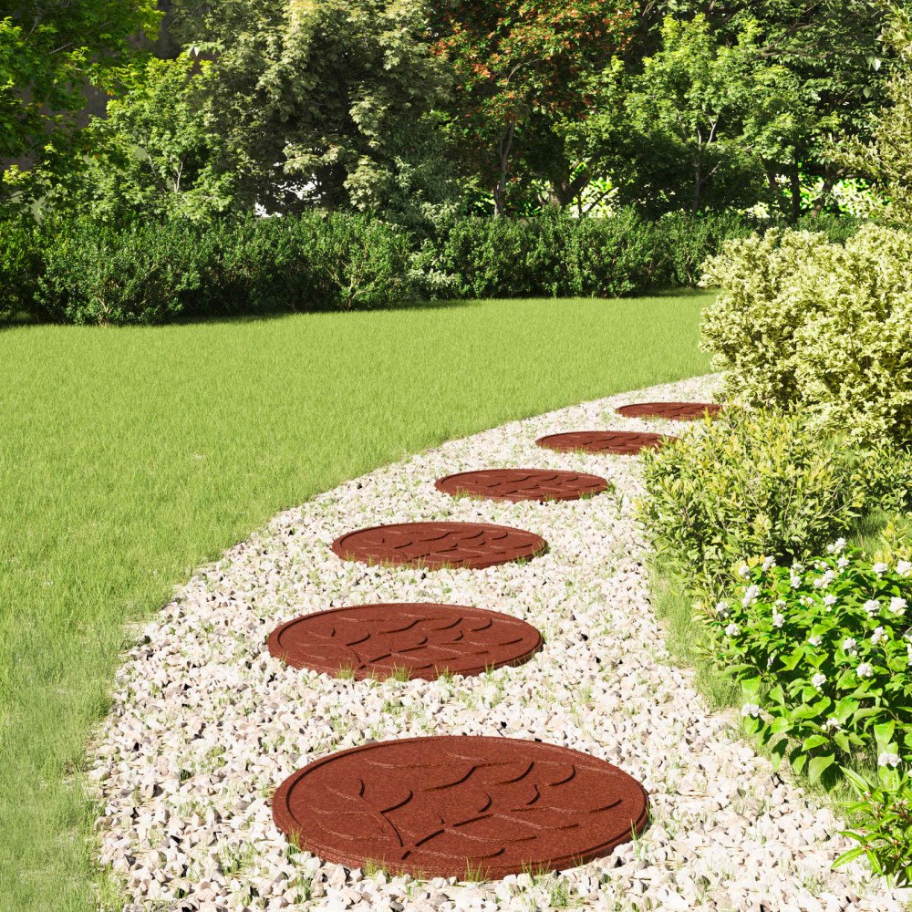 vidaXL Stepping Stone 6 pcs Röd Ø 44 x 2 cm Gummi