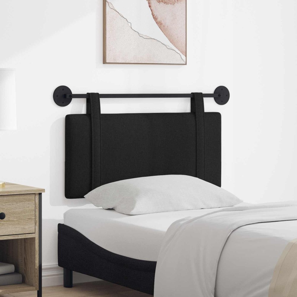 vidaXL Hängande Huvudgavel Väggmonterad Svart 90 x 55 x 5 cm tyg