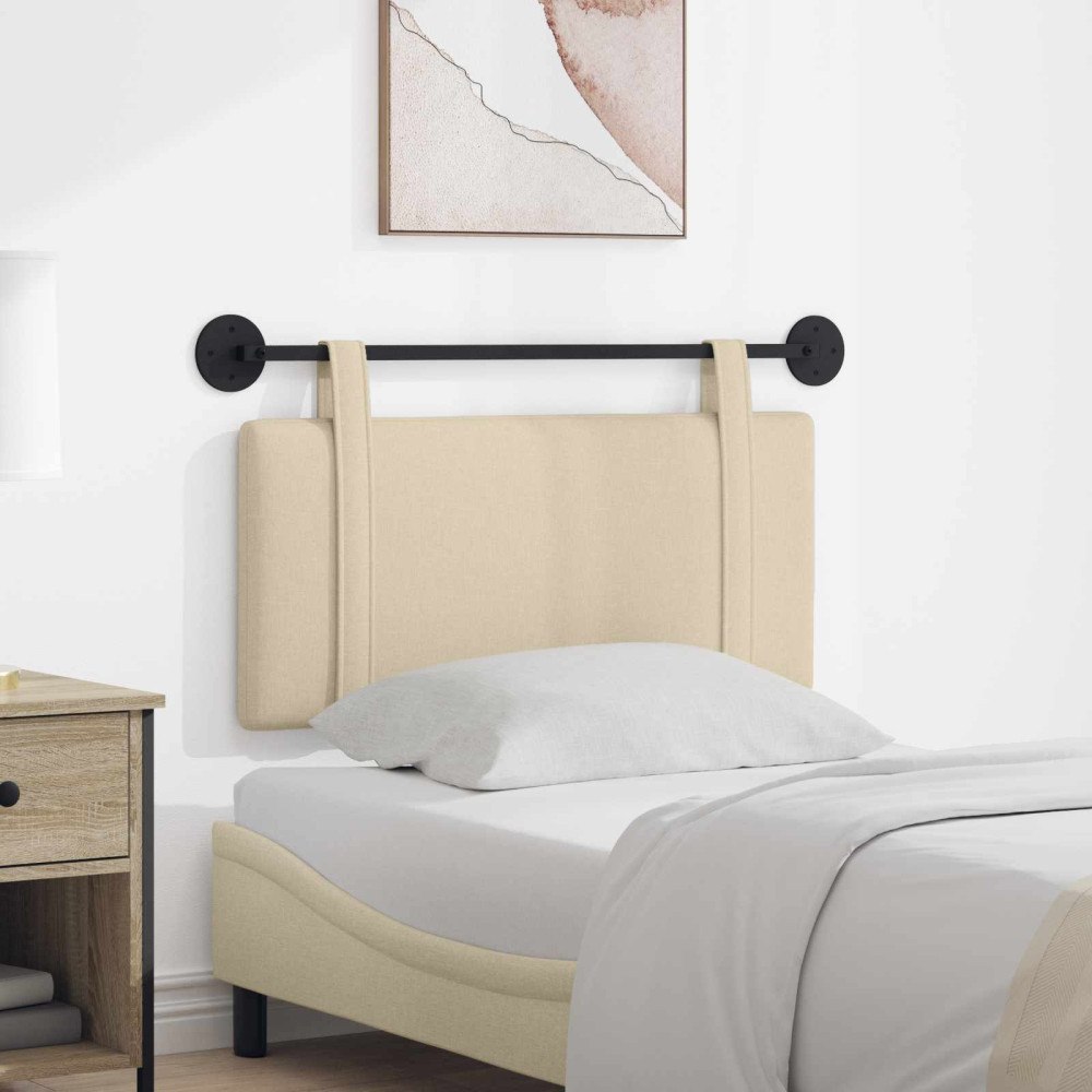 vidaXL Hängande Huvudgavel Väggmonterad Kräm 90 x 55 x 5 cm tyg