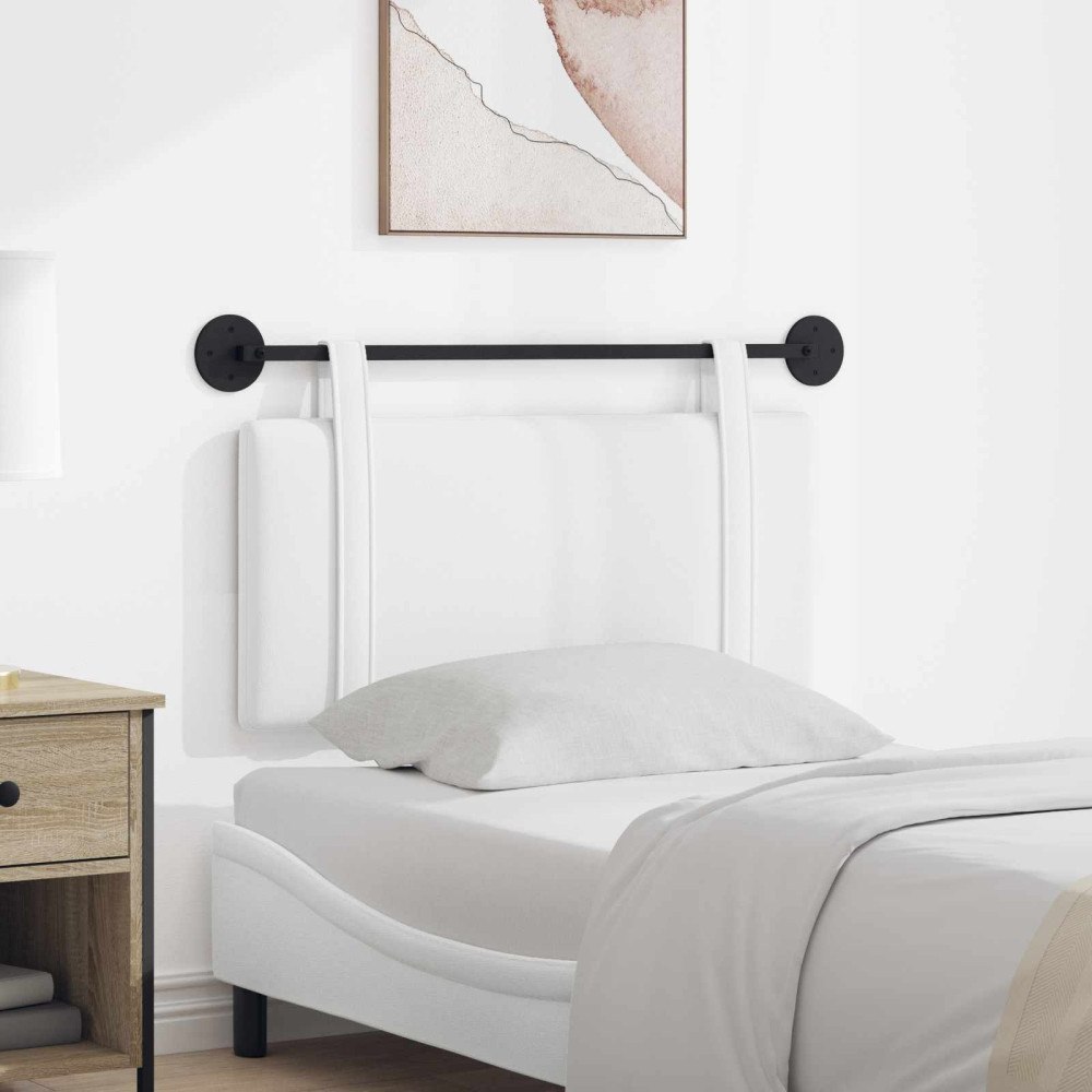 vidaXL Hängande Huvudgavel Väggmonterad Vit 100 x 55 x 5 cm tyg