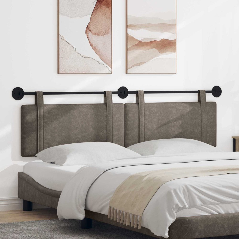 vidaXL Hängande Huvudgavel Väggmonterad Grå 170 x 55 x 5 cm Antik PU