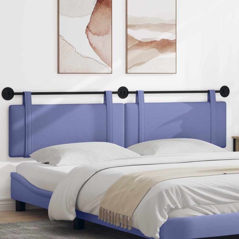 vidaXL Hängande Huvudgavel Väggmonterad Jeansblå 210 x 55 x 5 cm tyg