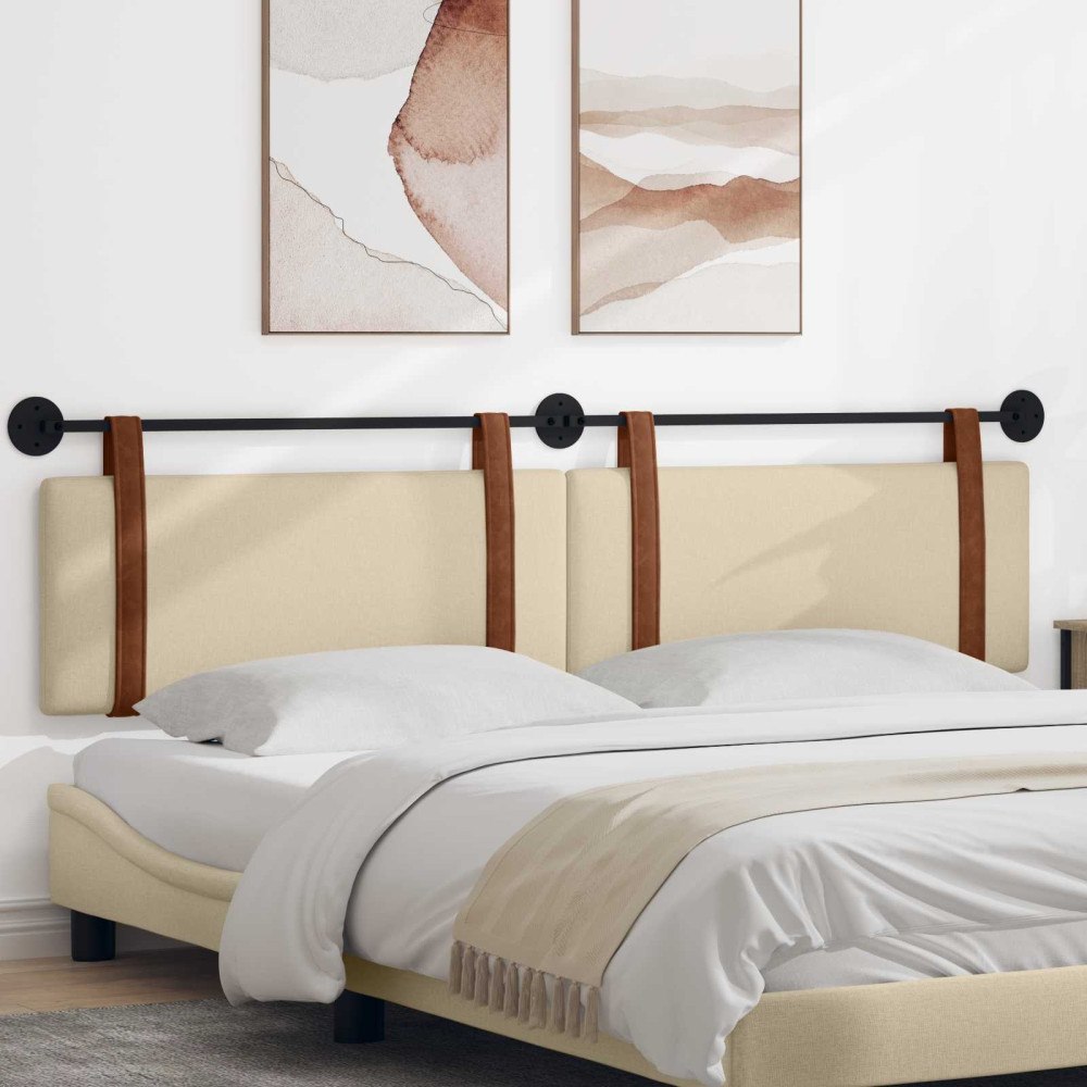 vidaXL Hängande Huvudgavel Väggmonterad Kräm 210 x 55 x 5 cm Antik PU