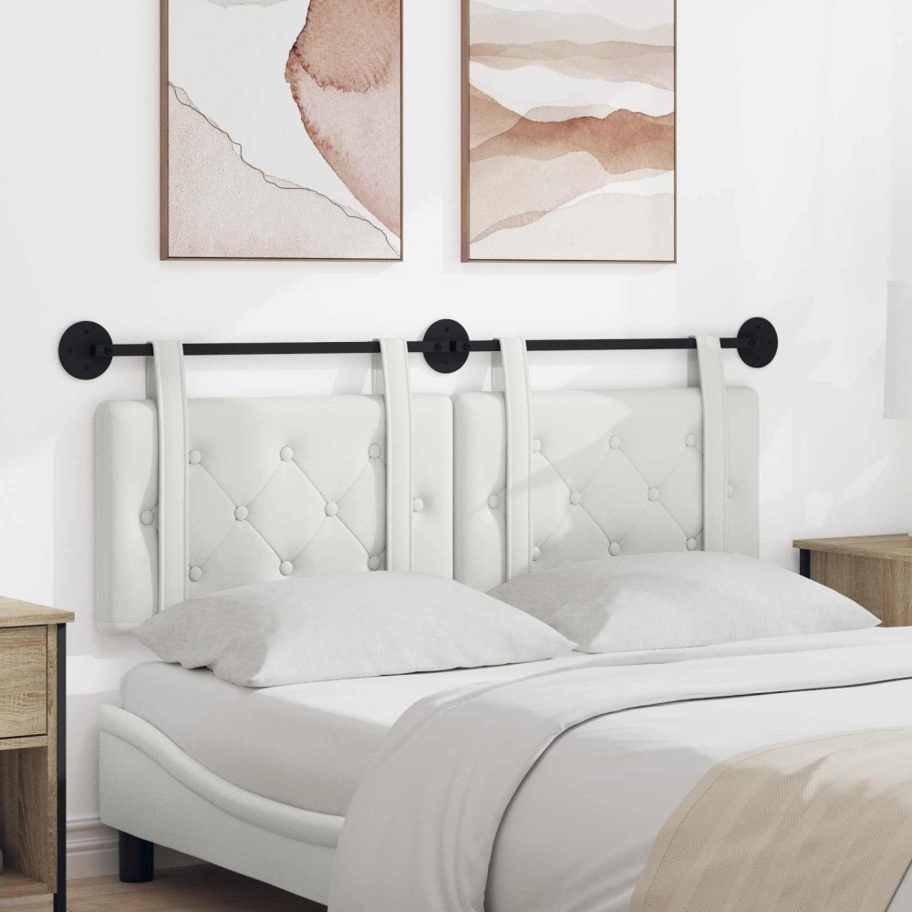 vidaXL Hängande Huvudgavel Väggmonterad Vit 130 x 55 x 5 cm Konstläder