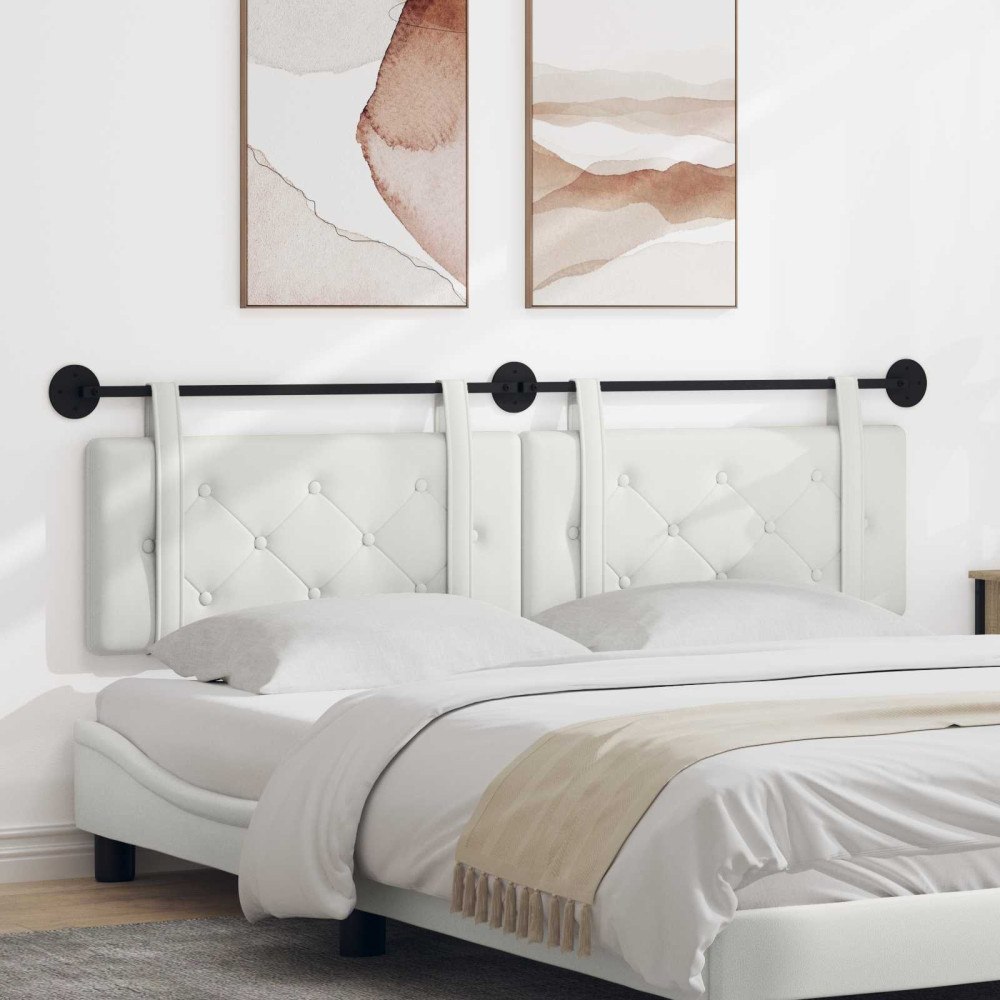 vidaXL Hängande Huvudgavel Väggmonterad Vit 190 x 55 x 5 cm Konstläder