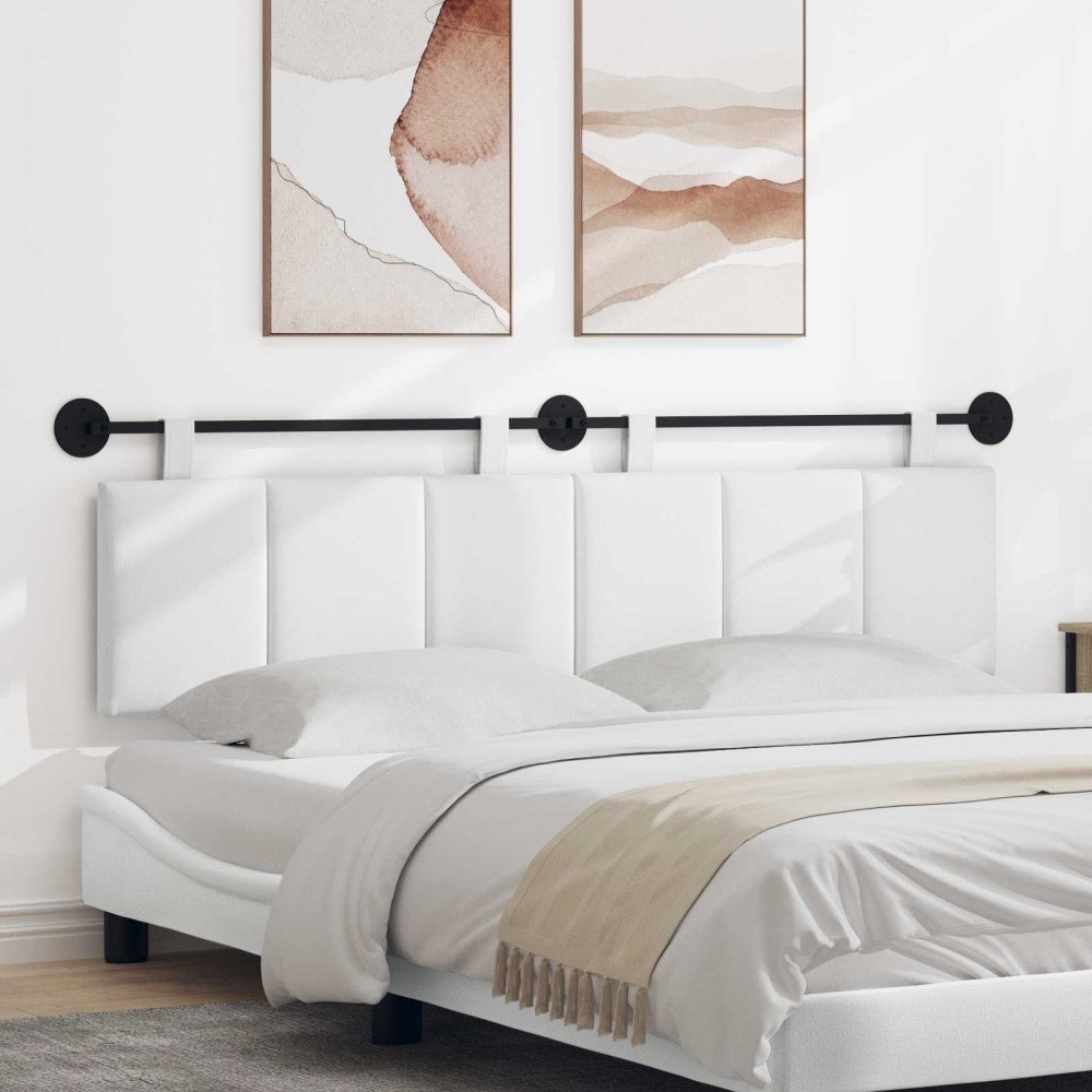 vidaXL Hängande Huvudgavel Väggmonterad Randig Vit 170 x 55 x 5 cm tyg