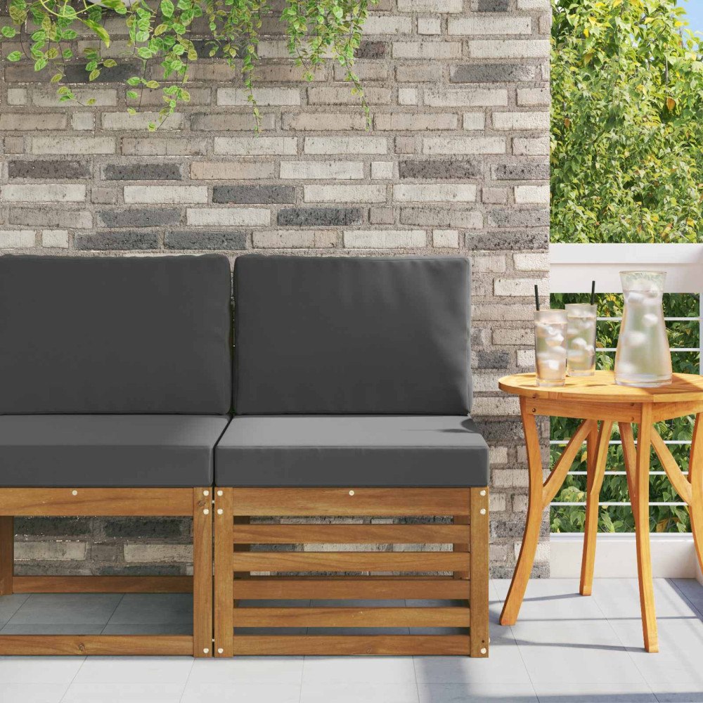 vidaXL Utomhus Mellansoffa Massivt Akaciaträ Naturfärg