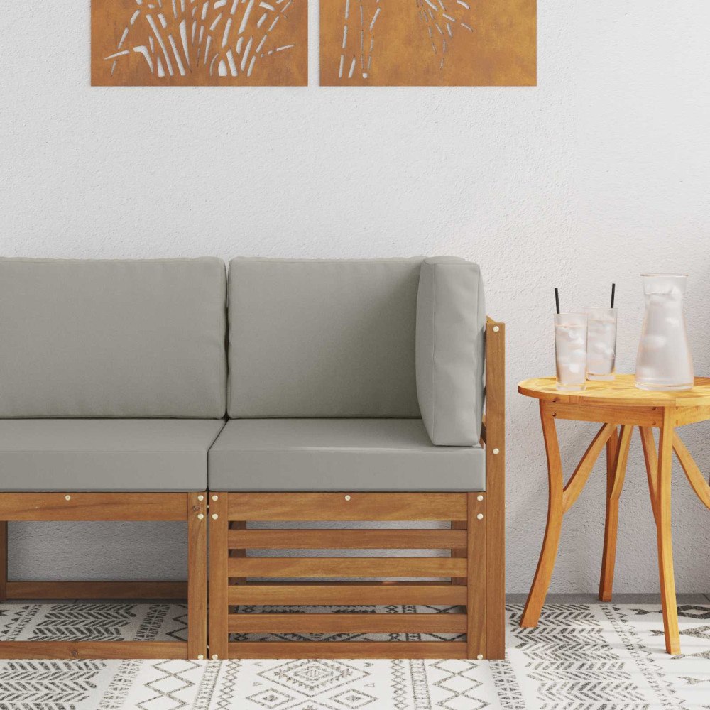 vidaXL Utehörnsoffa Massivt Akaciaträ Naturfärg