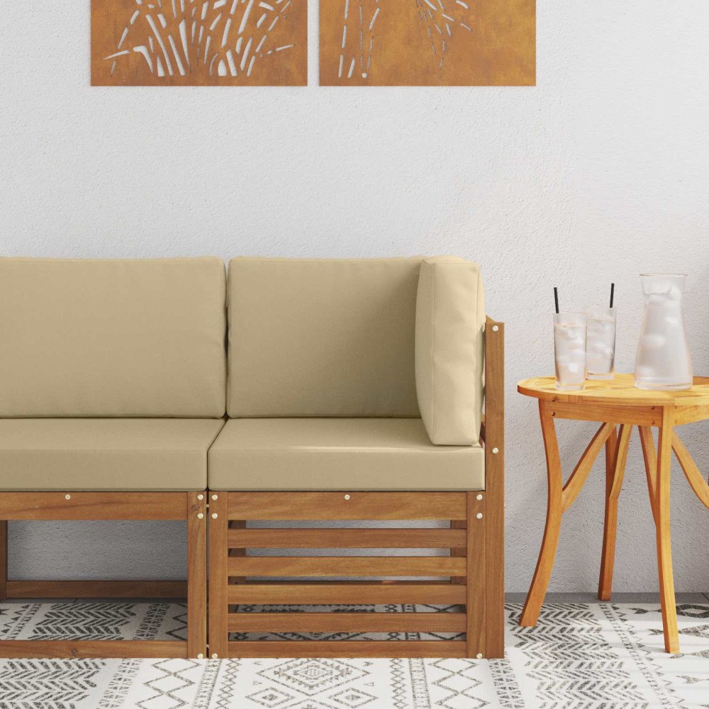 vidaXL Utehörnsoffa Massivt Akaciaträ Naturfärg