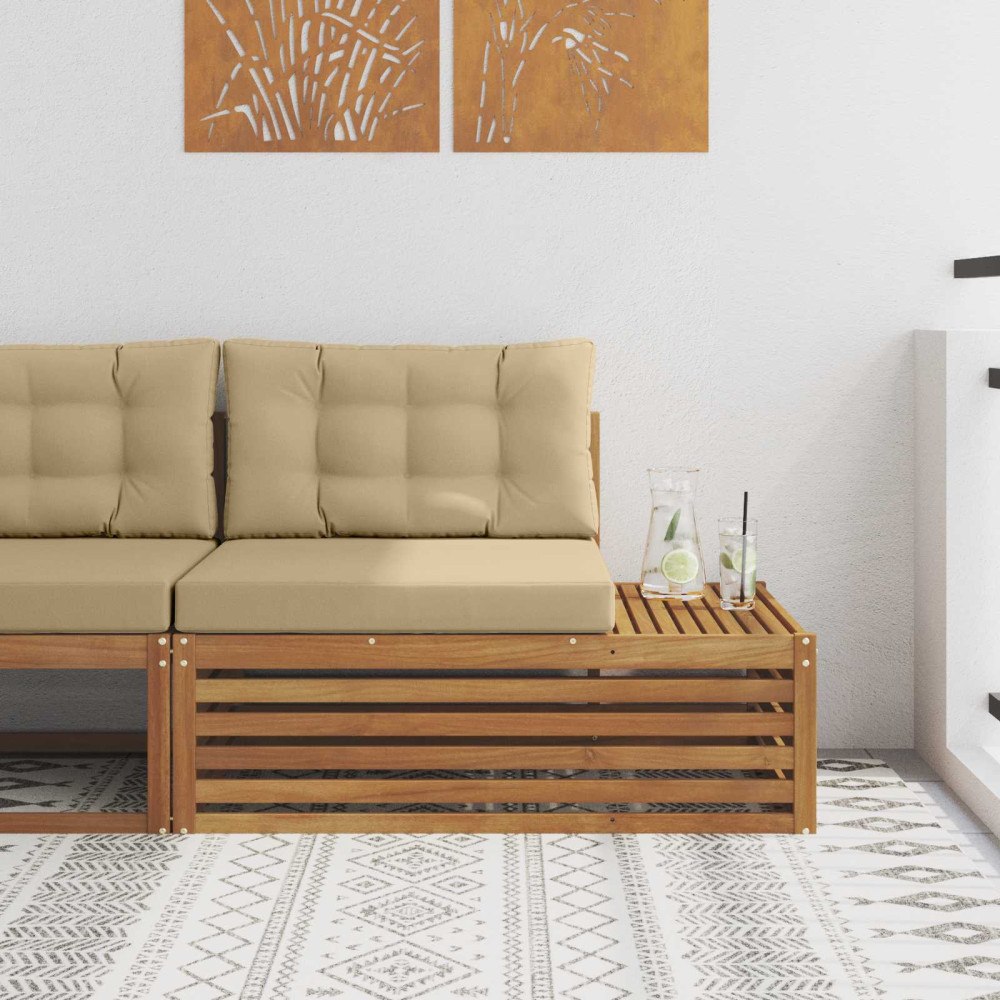 vidaXL Utomhus modulsoffa 3 Stycke Naturlig och Beige 115 x 83 x 73 cm