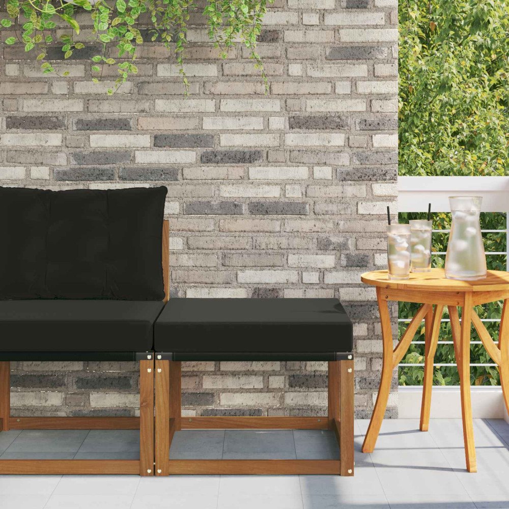 vidaXL Utomhuspall Massivt akaciaträ och Textilene Naturfärg