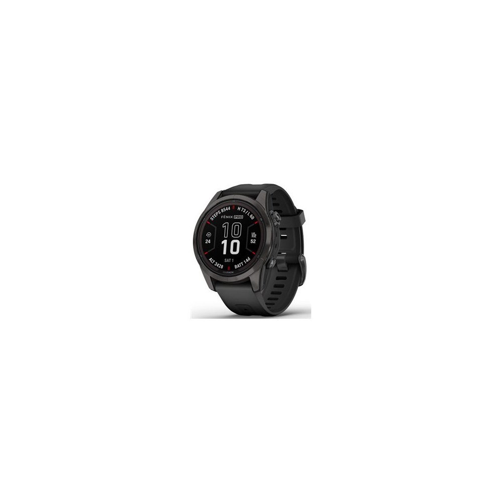 Garmin Garmin Fenix 7S Pro Solar Edition - carbon gray DLC titanium - sportklocka med band - svart - 32 GB