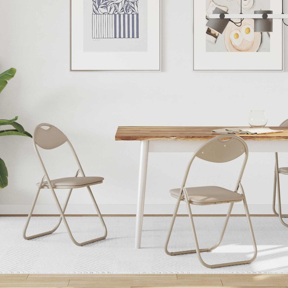 vidaXL Fällstol 2 pcs Sand 48 x 43,5 x 81 cm Konstläder