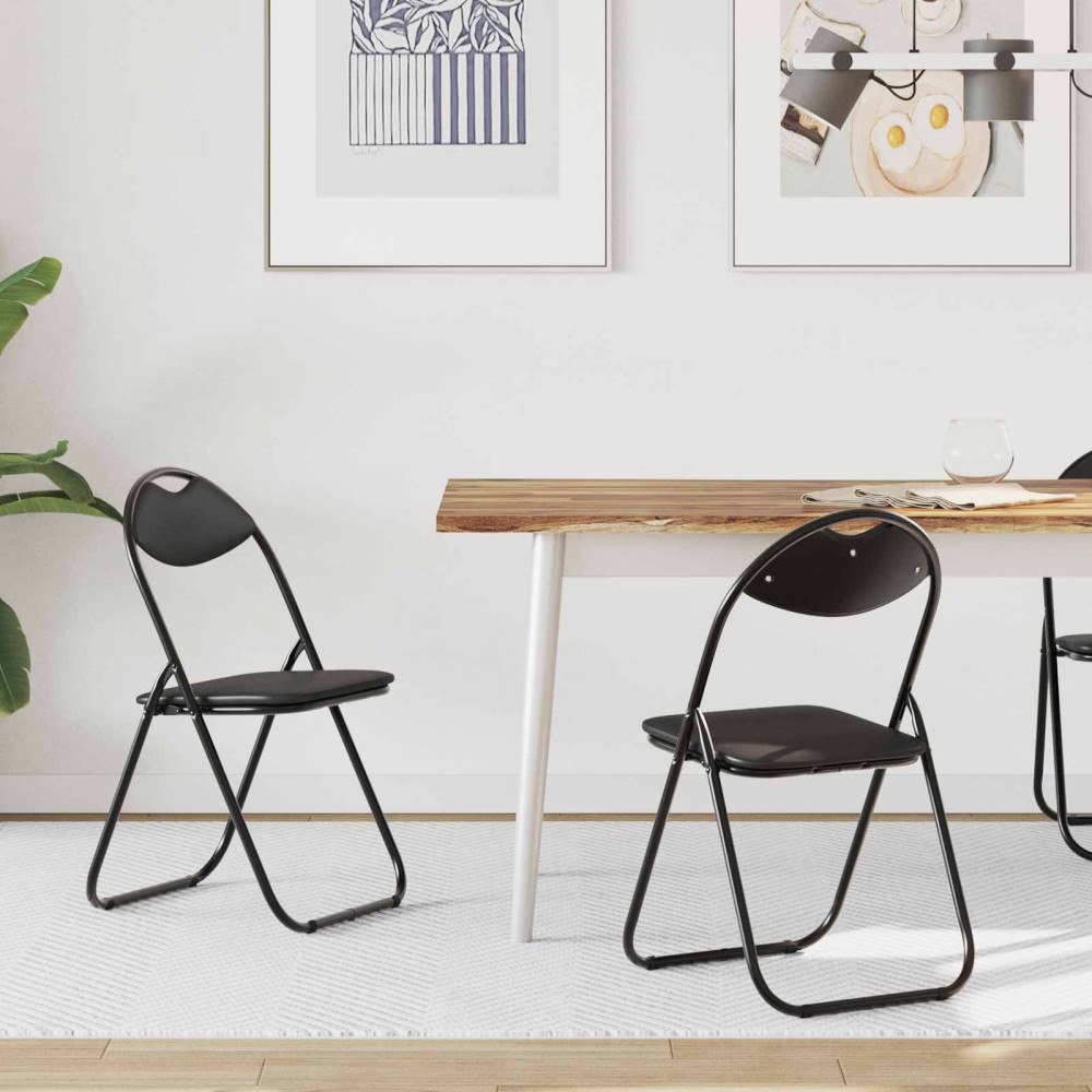 vidaXL Fällstol 2 pcs Svart 48 x 43,5 x 81 cm Konstläder