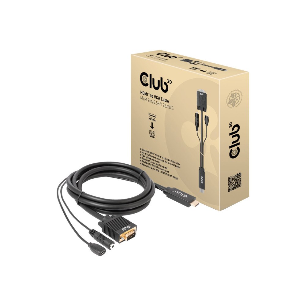 Club 3D Club 3D adapterkabel - HDMI/VGA/ljud - 2 m