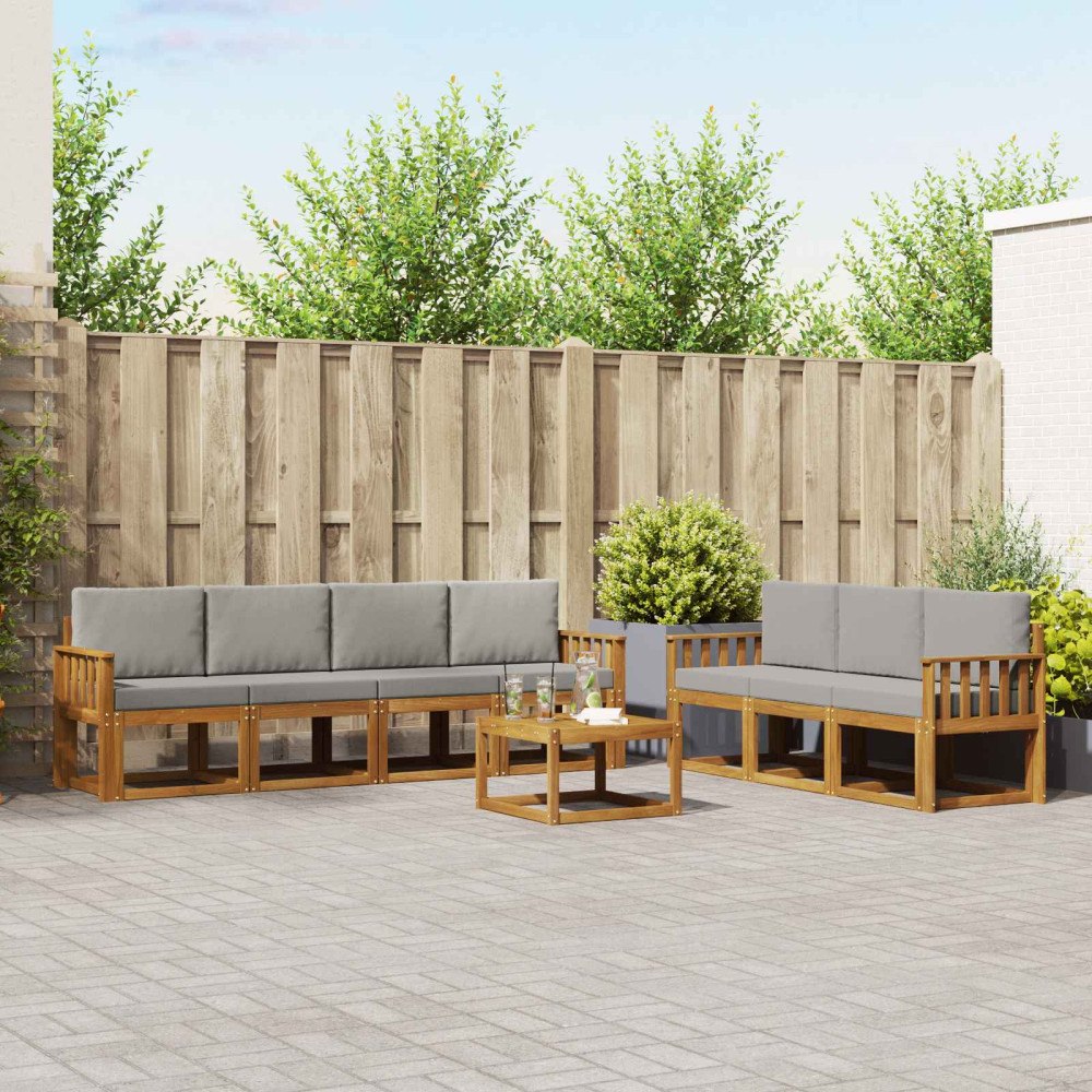 vidaXL Utomhussoffset med kudde 8 pcs Naturlig och Ljus Grå