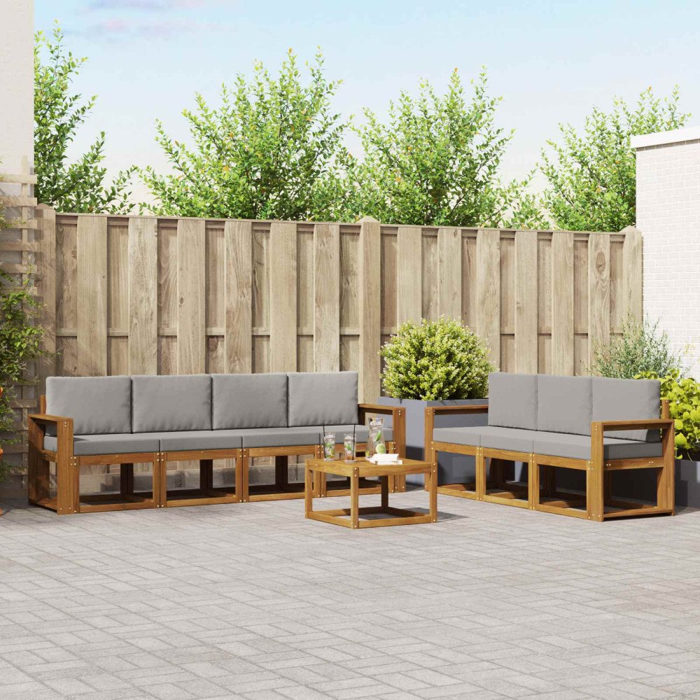 vidaXL Utomhussoffset med kudde 8 pcs Naturlig och Ljus Grå