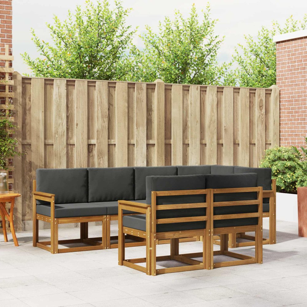 vidaXL Utomhussoffset med kudde 7 pcs Naturlig och Antracit