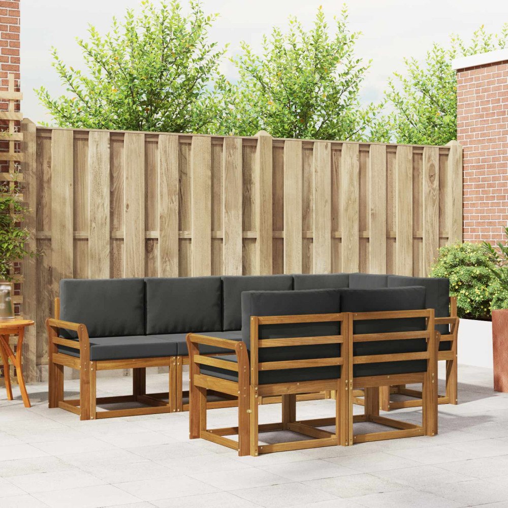 vidaXL Utomhussoffset med kudde 7 pcs Naturlig och Antracit