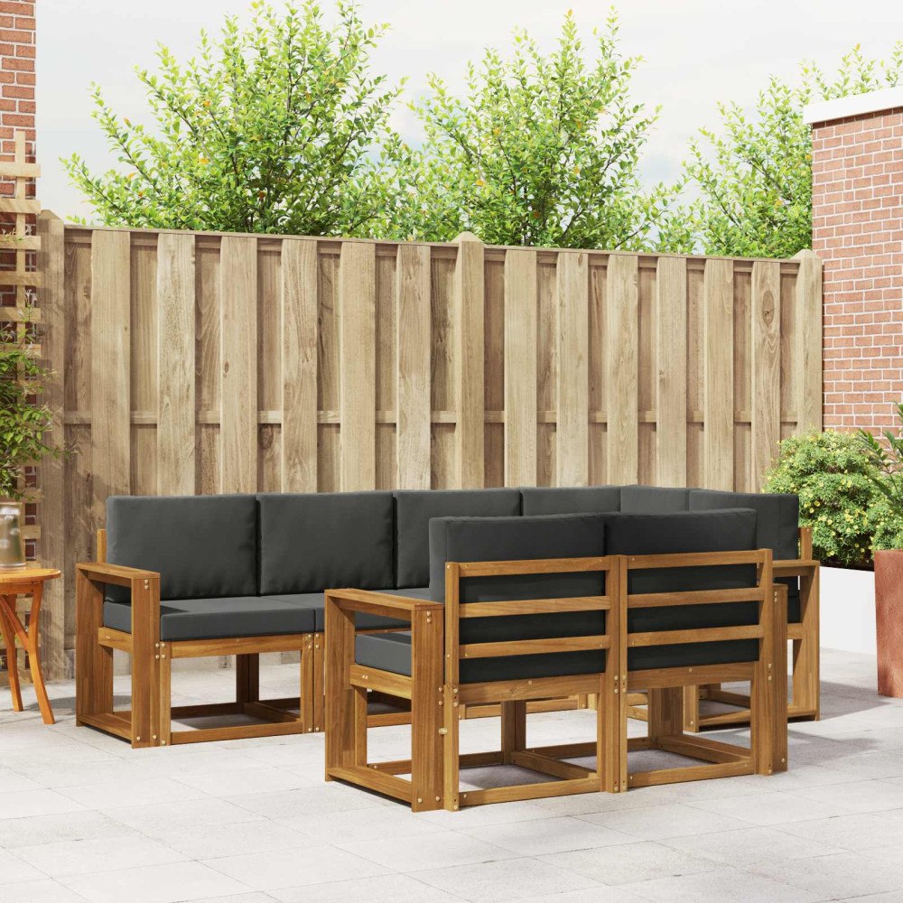 vidaXL Utomhussoffset med kudde 7 pcs Naturlig och Antracit