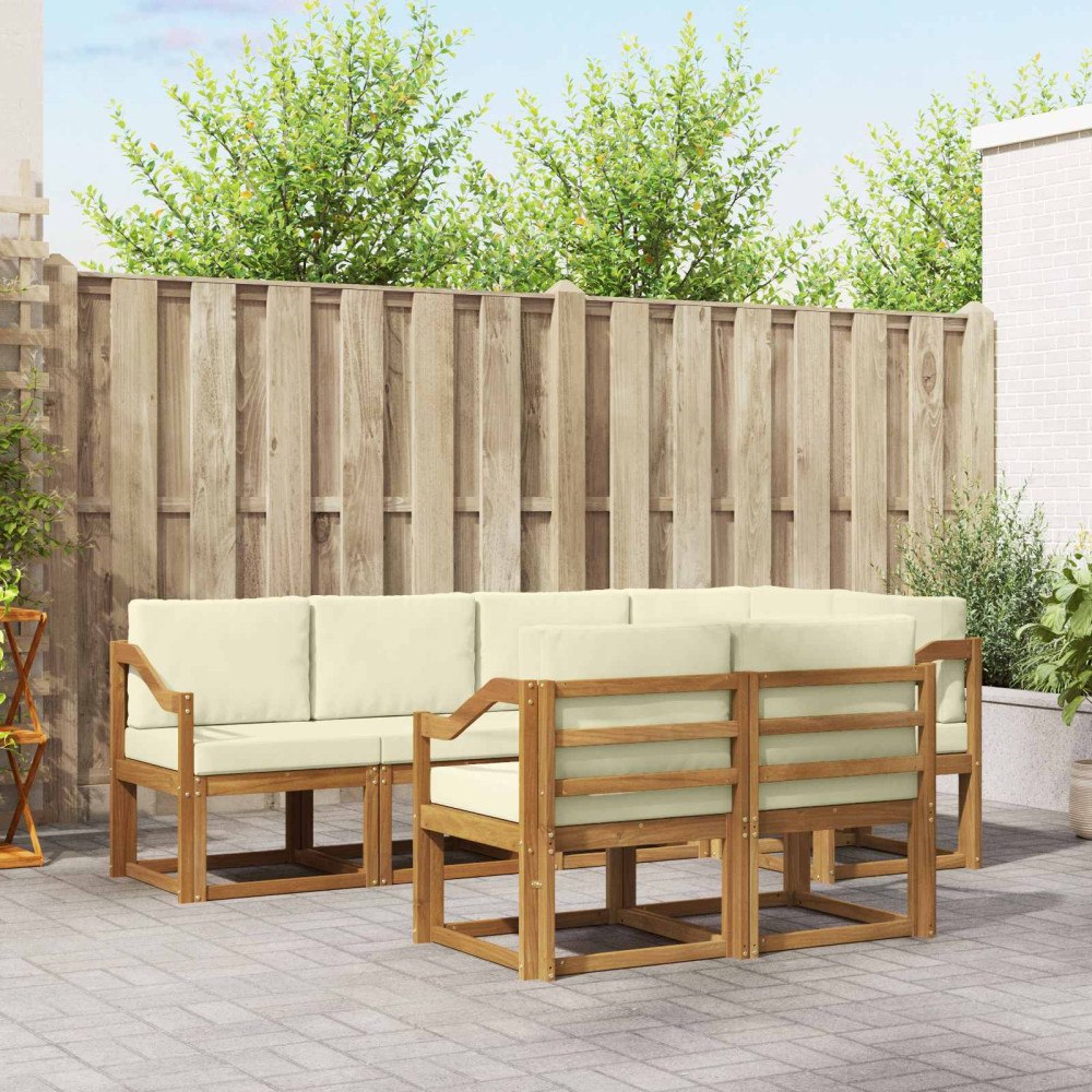 vidaXL Utomhussoffset med kudde 7 pcs Naturlig och Grädde