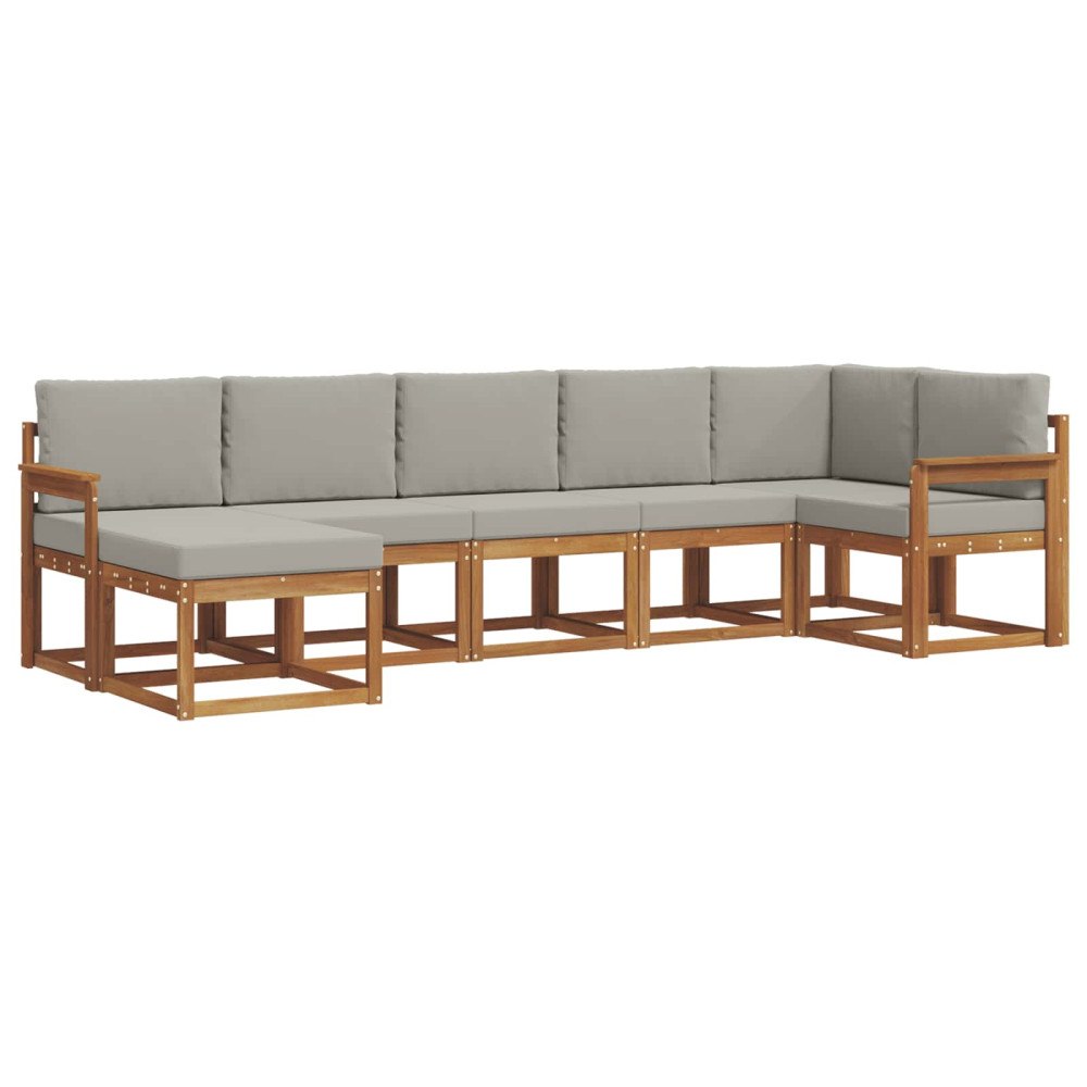 vidaXL Utomhussoffset med kudde 7 pcs Naturlig och Ljus Grå