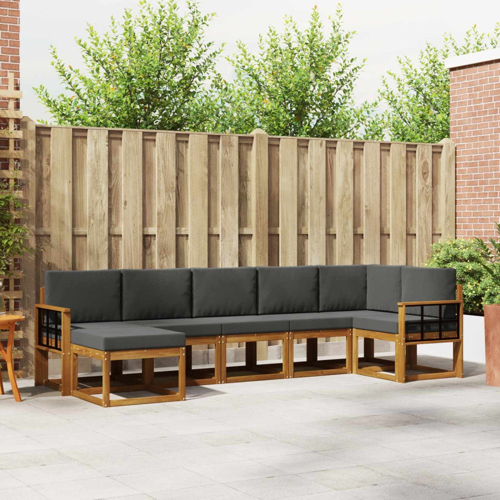 vidaXL Utomhussoffset med kudde 7 pcs Naturlig och Antracit