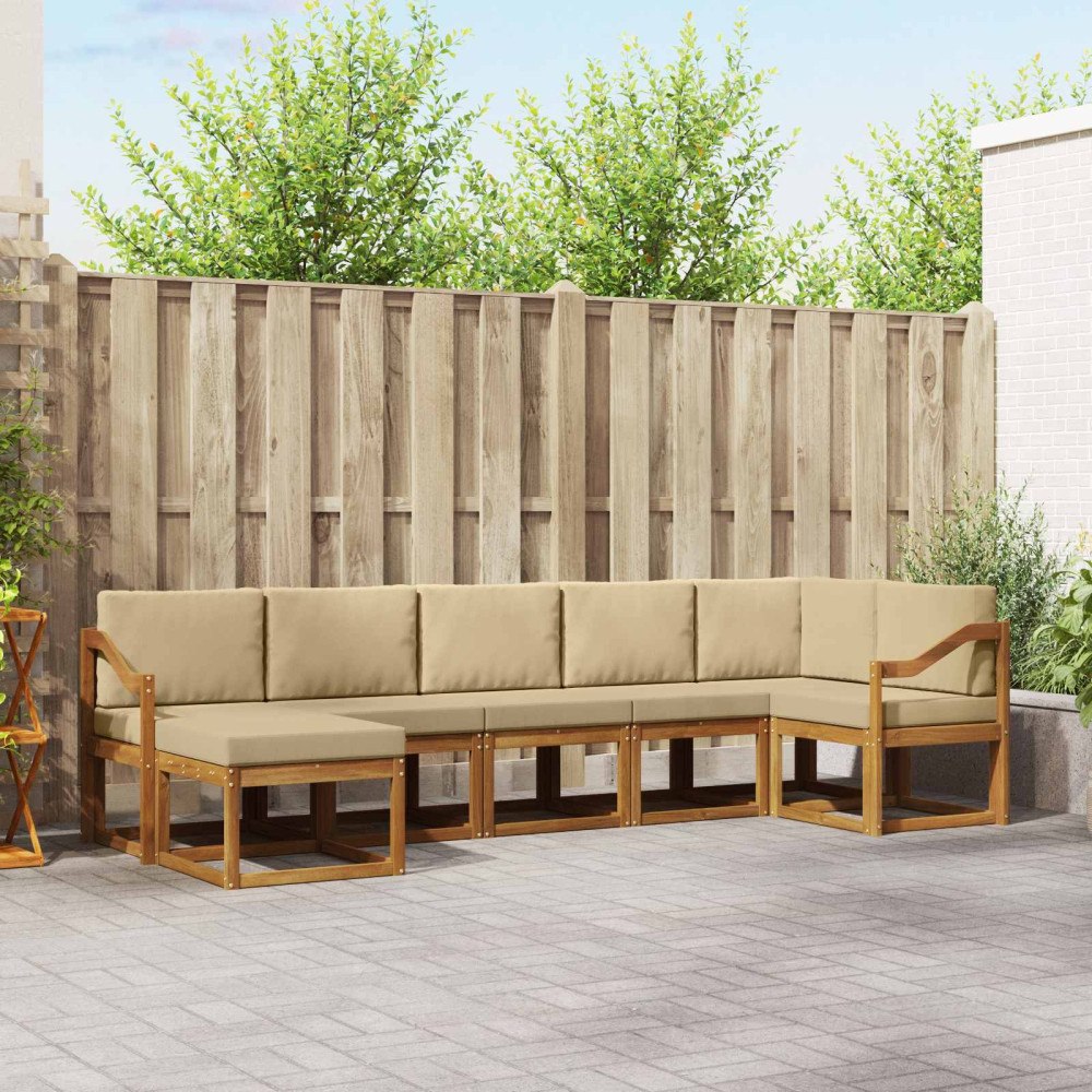 vidaXL Utomhussoffset med kudde 7 pcs Naturlig och Beige