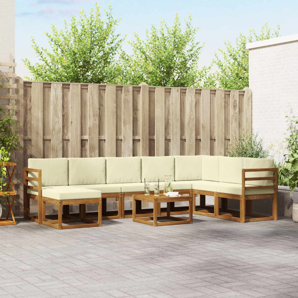 vidaXL Utomhussoffset med kudde 9 pcs Naturlig och Grädde
