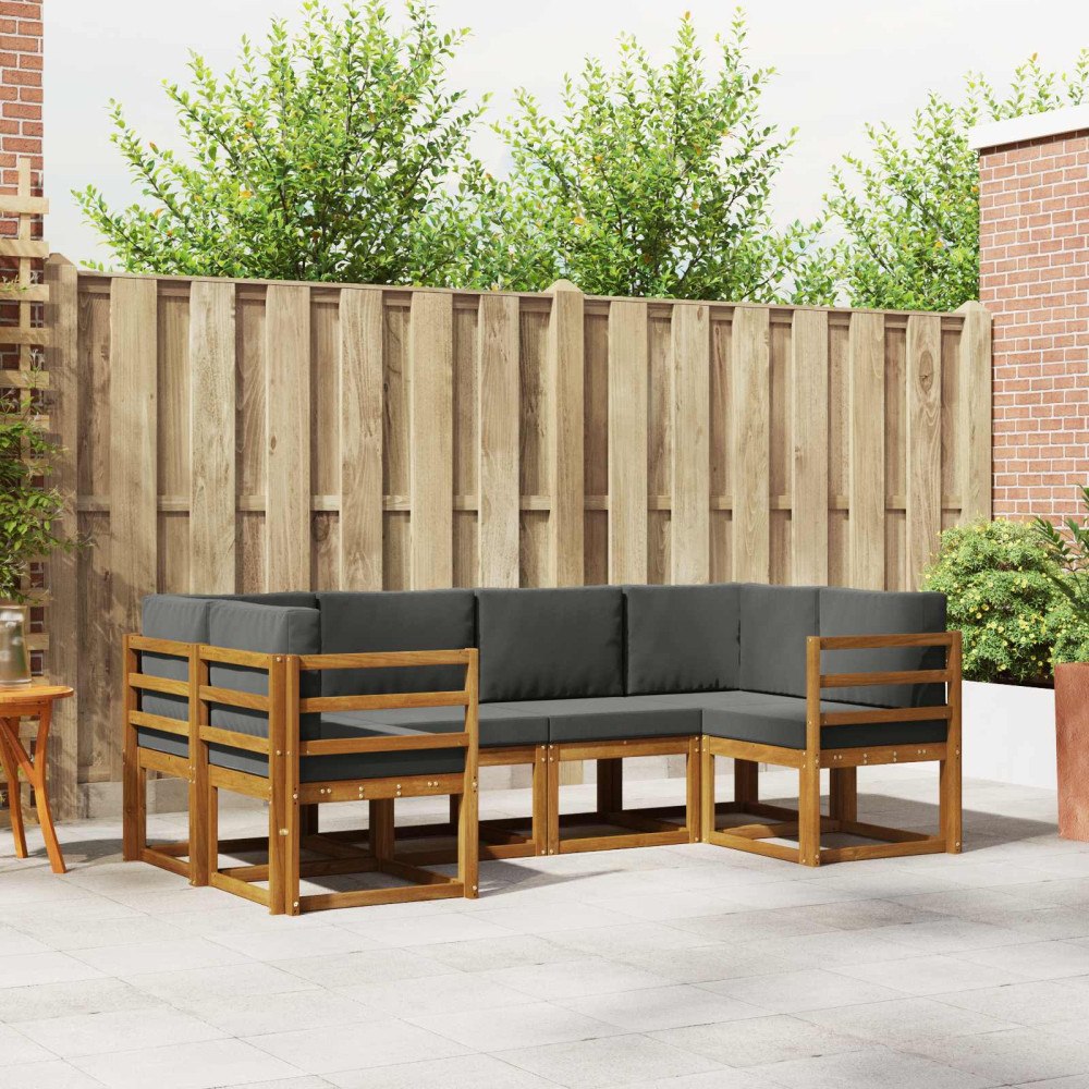 vidaXL Utomhussoffset med kudde 6 pcs Naturlig och Antracit