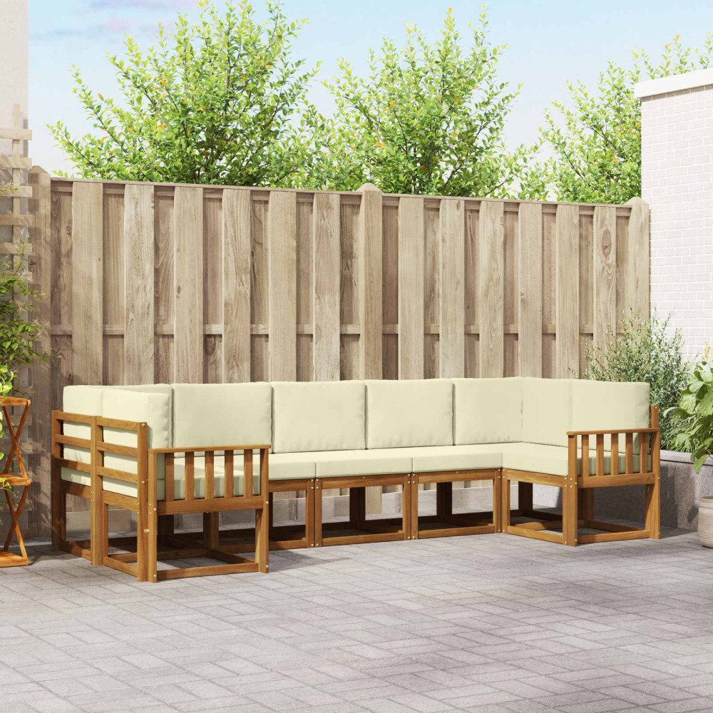 vidaXL Utomhussoffset med kudde 7 pcs Naturlig och Grädde