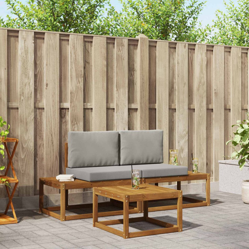 vidaXL Utomhussoffset 3 pcs Naturfärg Massivt akaciaträ och polyester