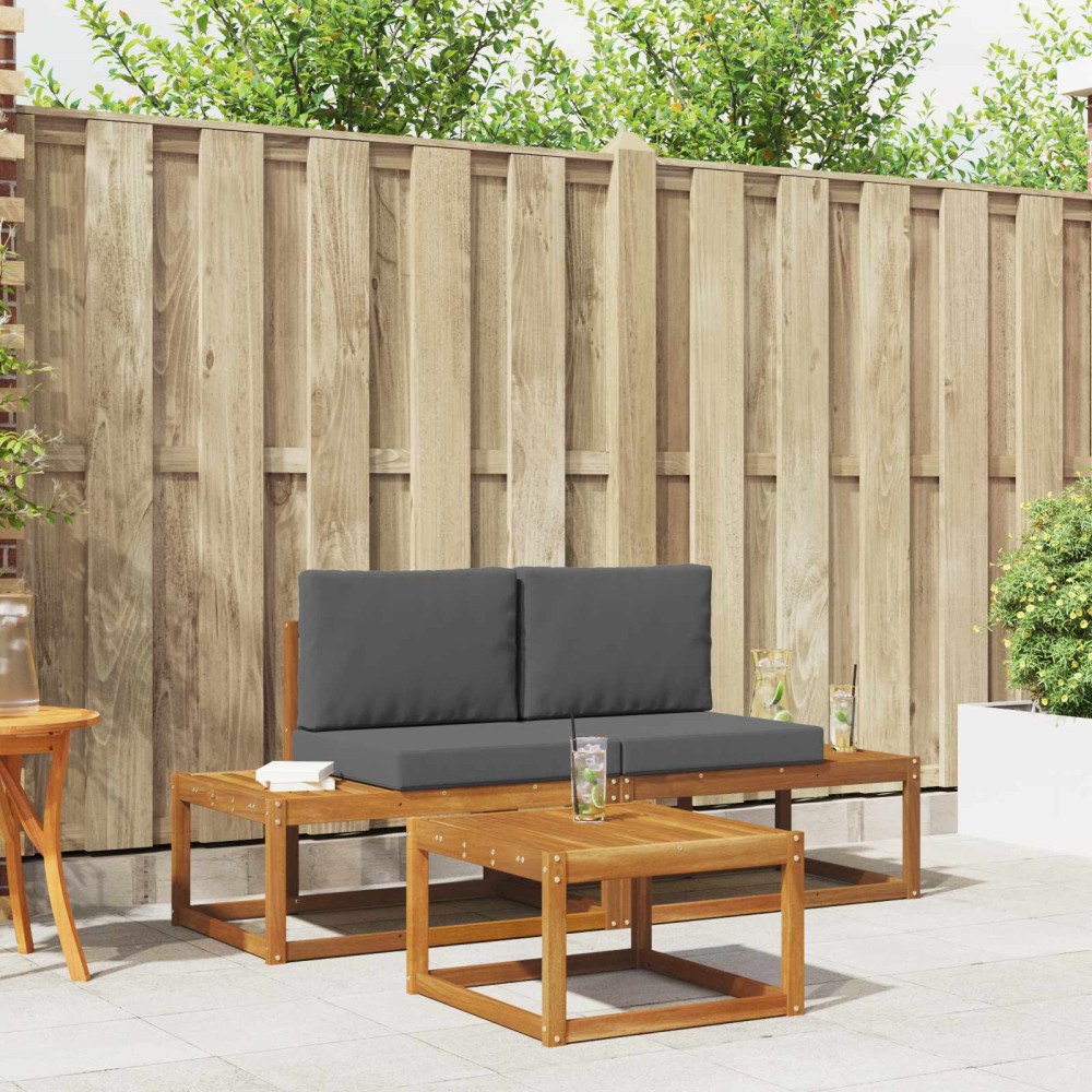 vidaXL Utomhussoffset 3 pcs Naturfärg Massivt akaciaträ och polyester