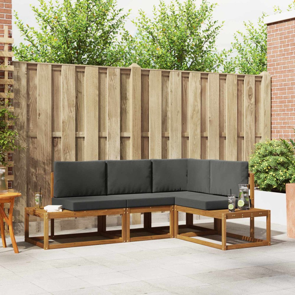 vidaXL Soffset med kudde 4 Stycke Naturlig och Antracit