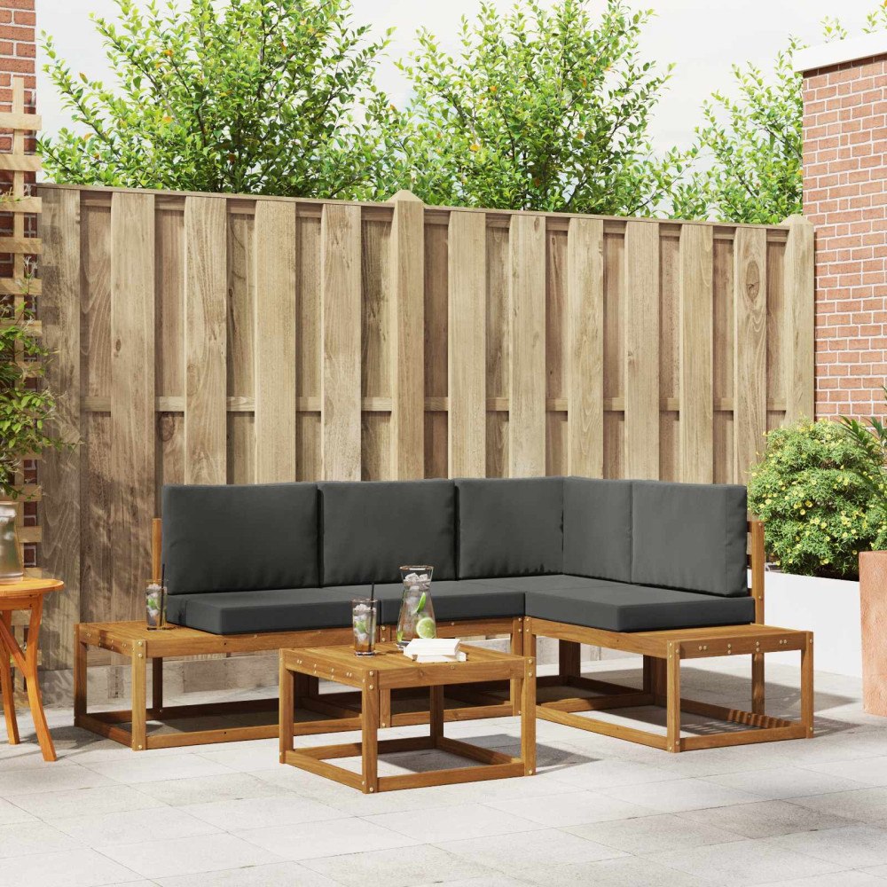 vidaXL Soffset med kudde 5 Stycke Naturlig och Antracit