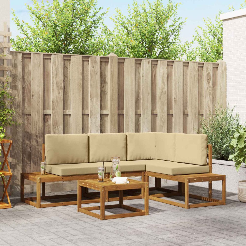 vidaXL Soffset med kudde 5 Stycke Naturlig och Beige