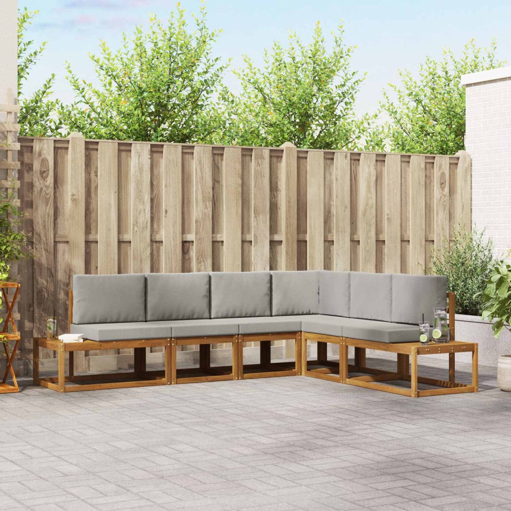 vidaXL Soffset med kudde 6 Stycke Naturlig och Ljus Grå