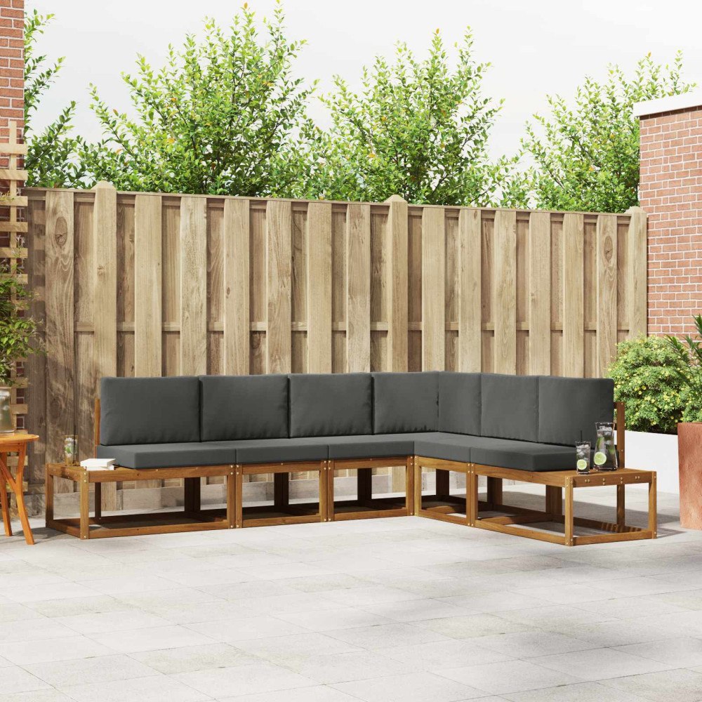 vidaXL Soffset med kudde 6 Stycke Naturlig och Antracit