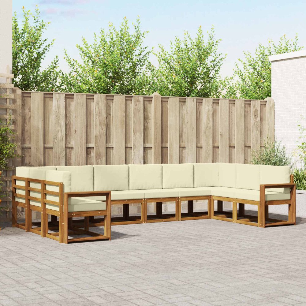 vidaXL Utomhussoffset med kudde 10 pcs Naturlig och Grädde