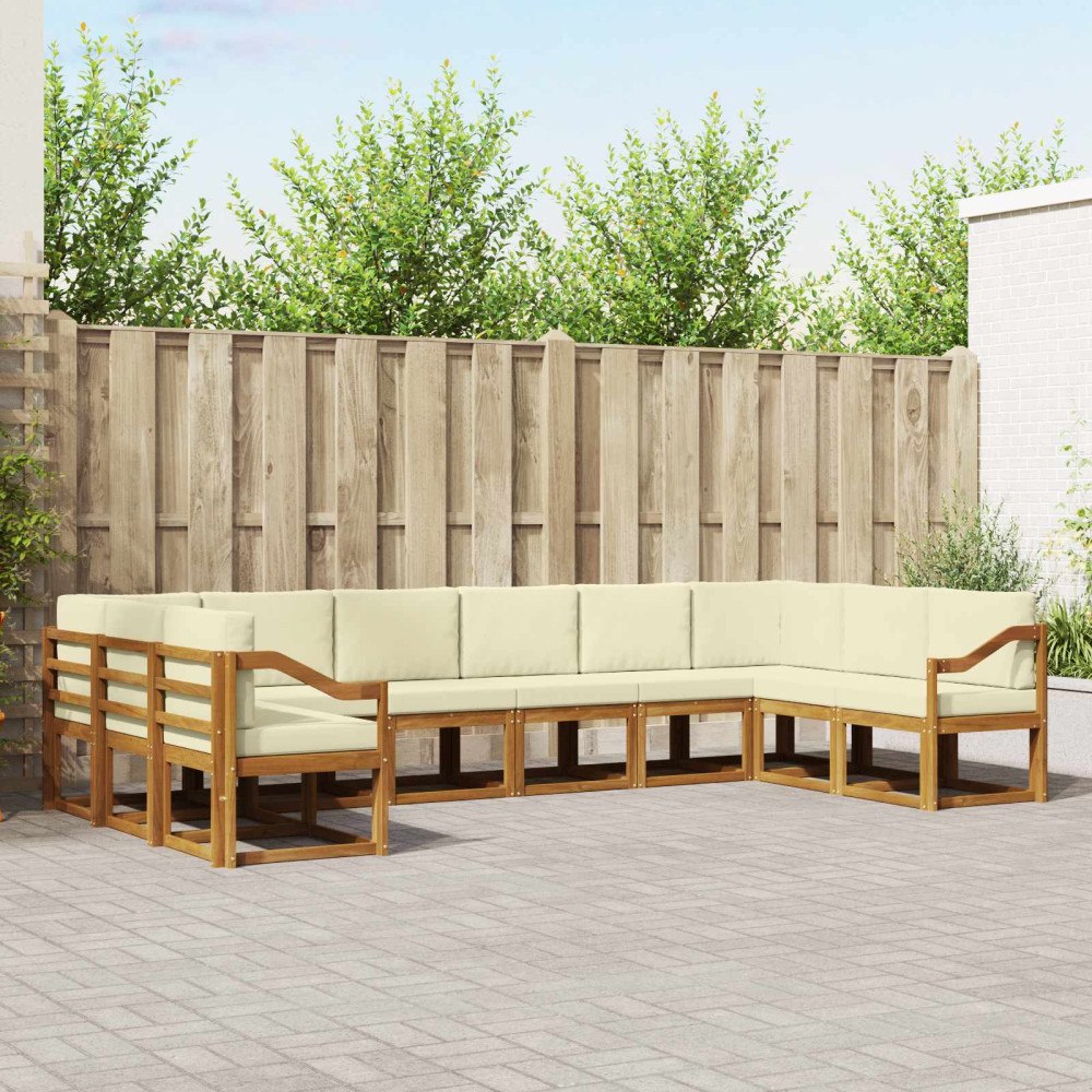 vidaXL Utomhussoffset med kudde 10 pcs Naturlig och Grädde