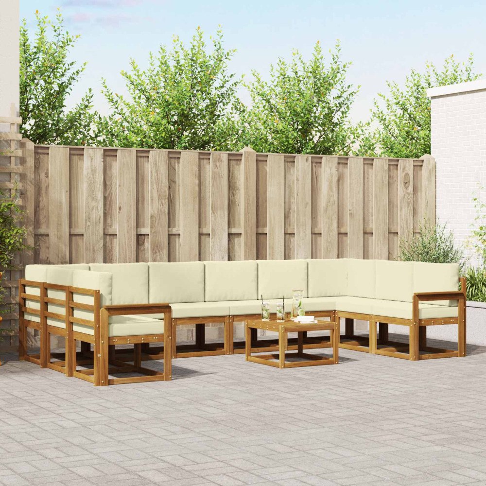 vidaXL Utomhussoffset med kudde 11 pcs Naturlig och Grädde