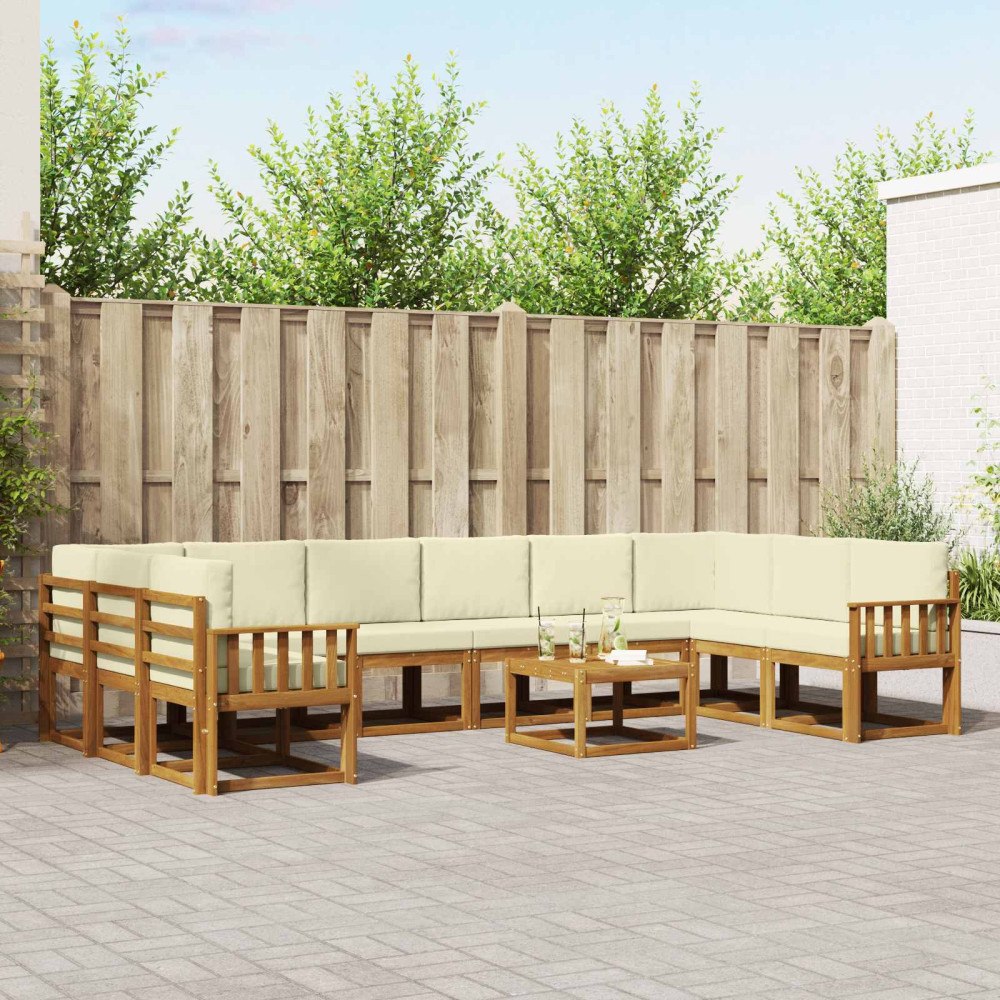 vidaXL Utomhussoffset med kudde 11 pcs Naturlig och Grädde
