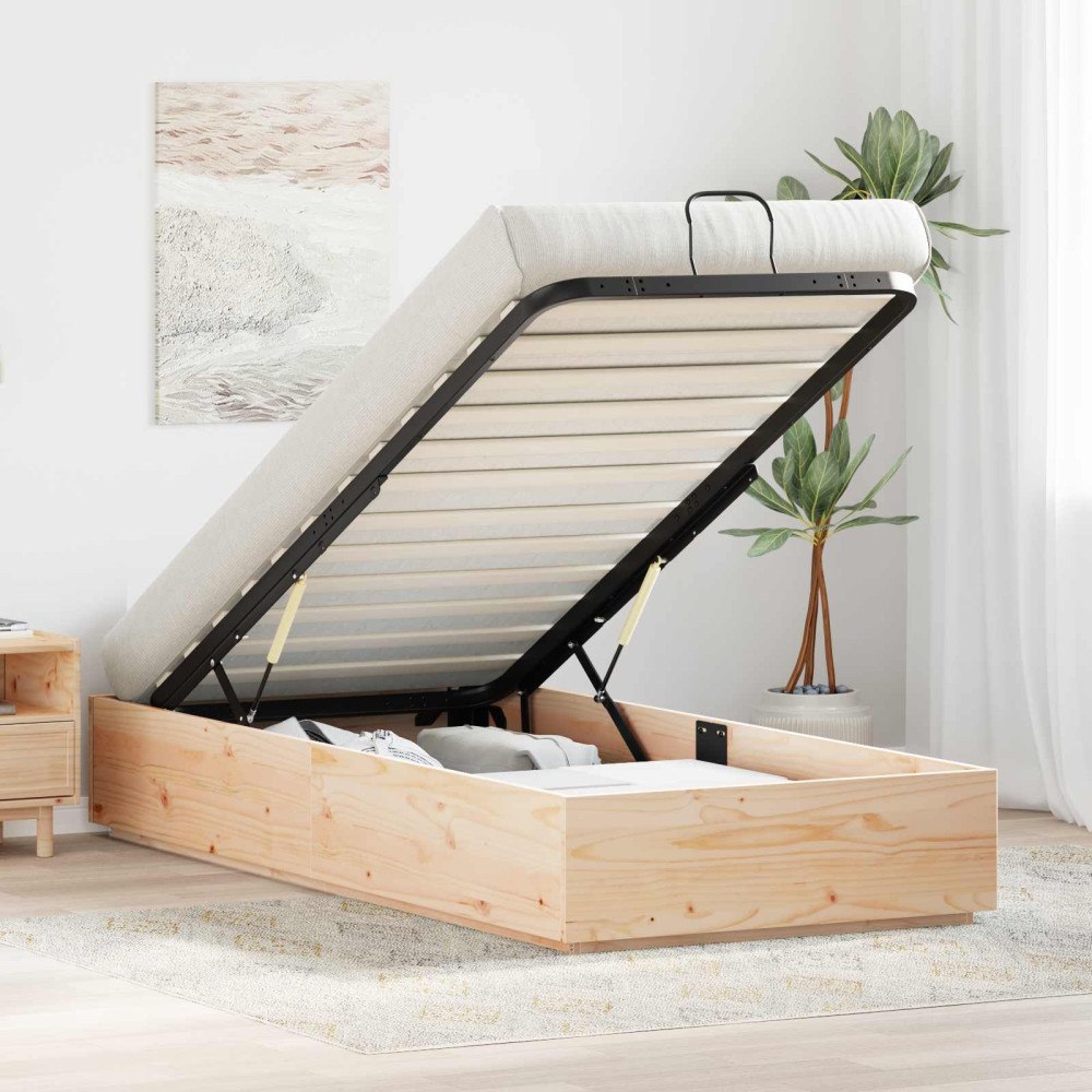 vidaXL Ottoman Sängram med lagring Naturfärg 80 x 200 cm Massivt furu