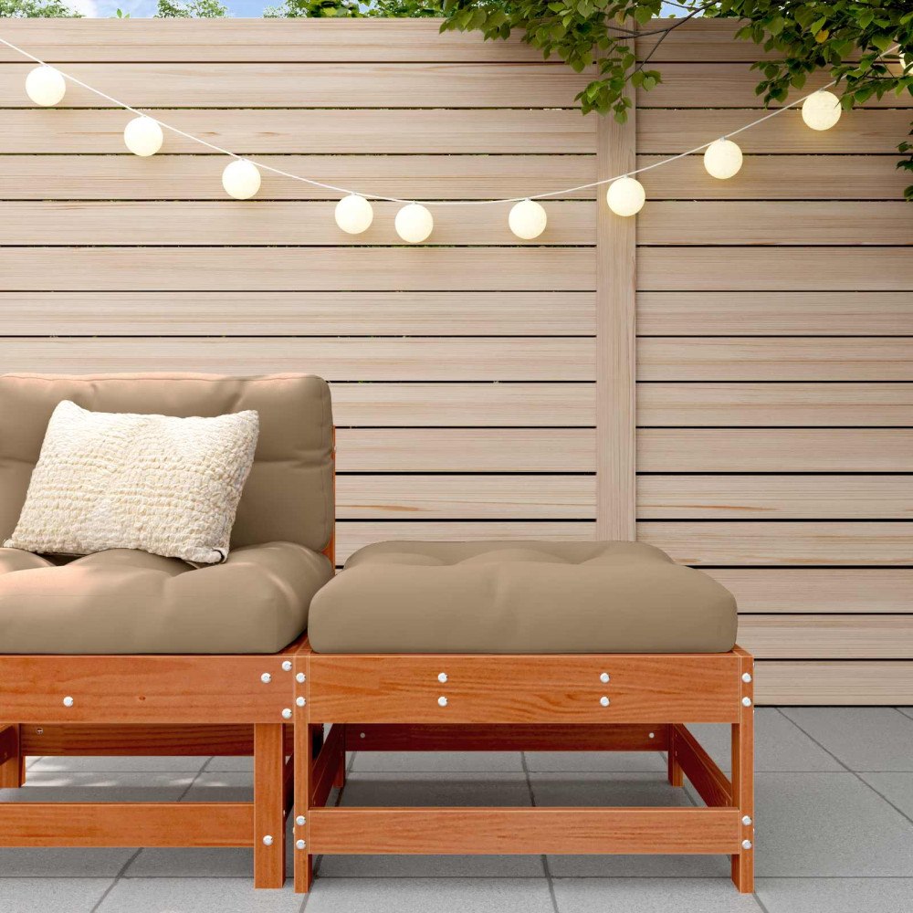 vidaXL Trädgårdsfotpall Massivt furu VaxBrun