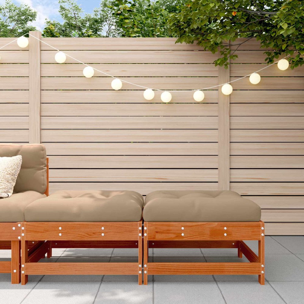 vidaXL Trädgårdsfotpall Massivt furu VaxBrun