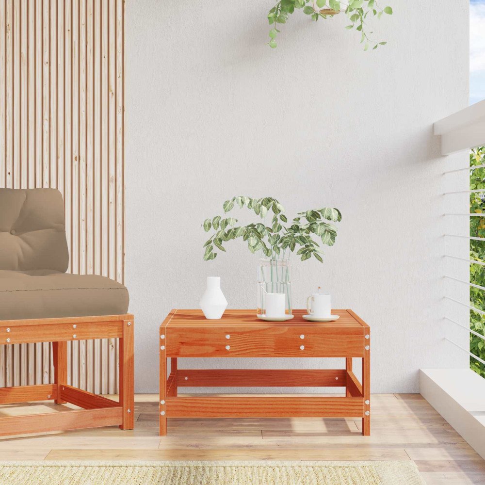 vidaXL Trädgårdsfotpall Massivt furu VaxBrun 62 x 62 x 32 cm