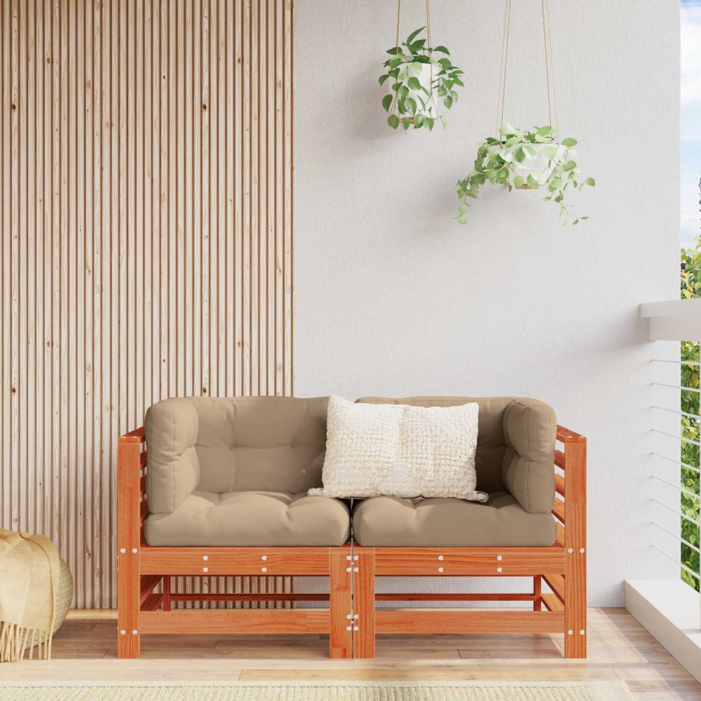 vidaXL Trädgårdshörnssoffa Massivt furu VaxBrun