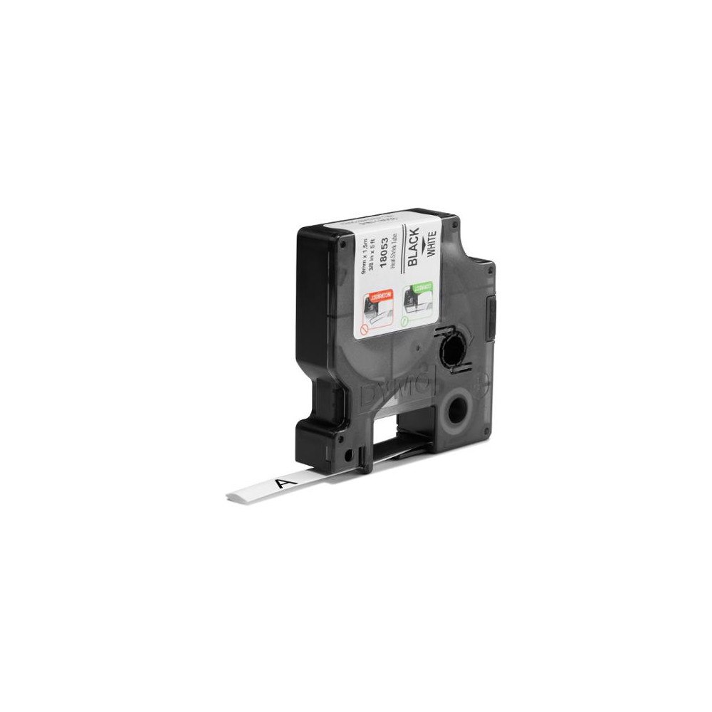 DYMO Tape Rhino krympslang 9mm svart på vit