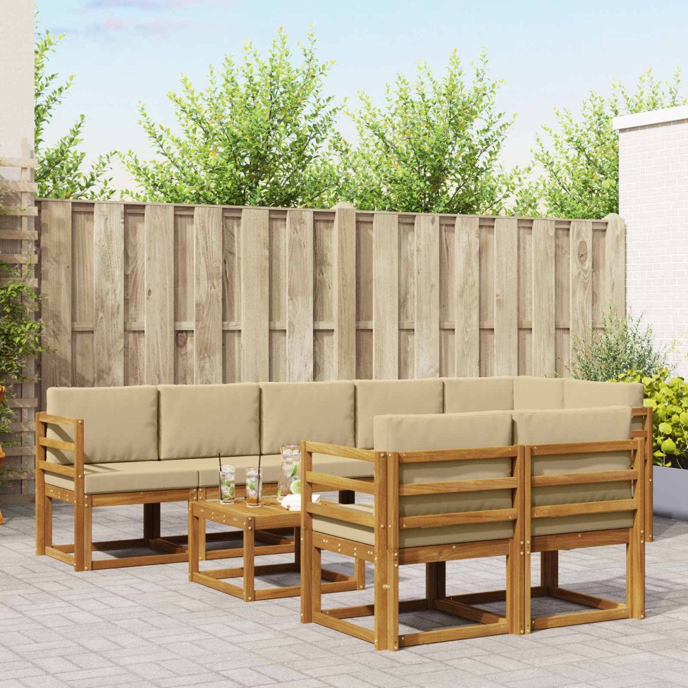 vidaXL Utomhussoffset 9 st Naturlig och Beige