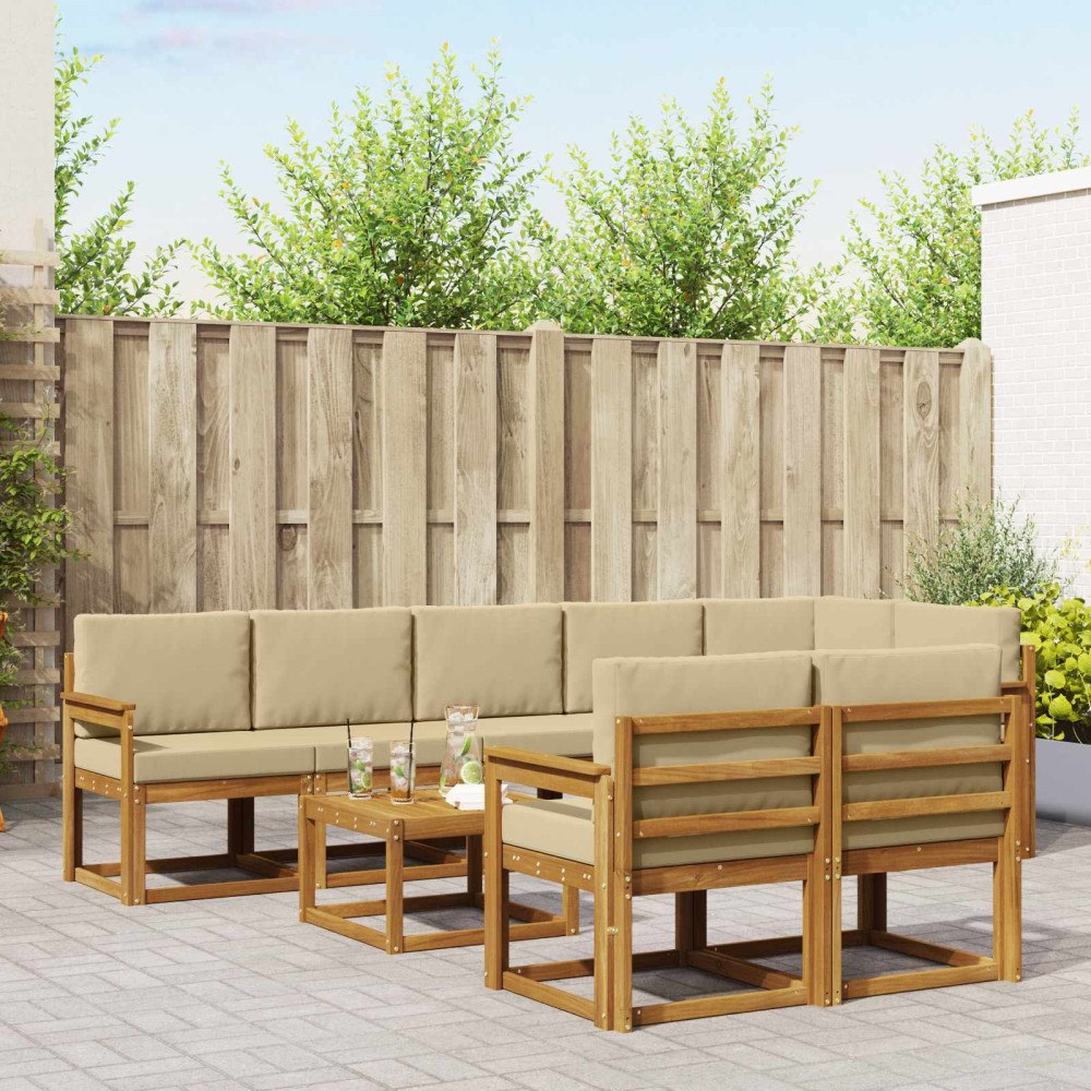 vidaXL Utomhussoffset 9 st Naturlig och Beige